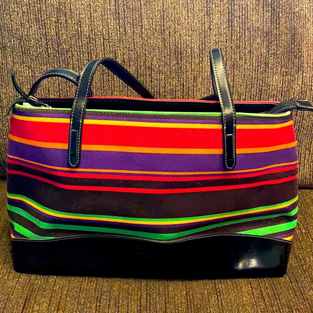 Vintage 90s Kate Spade Canvas Striped Purse